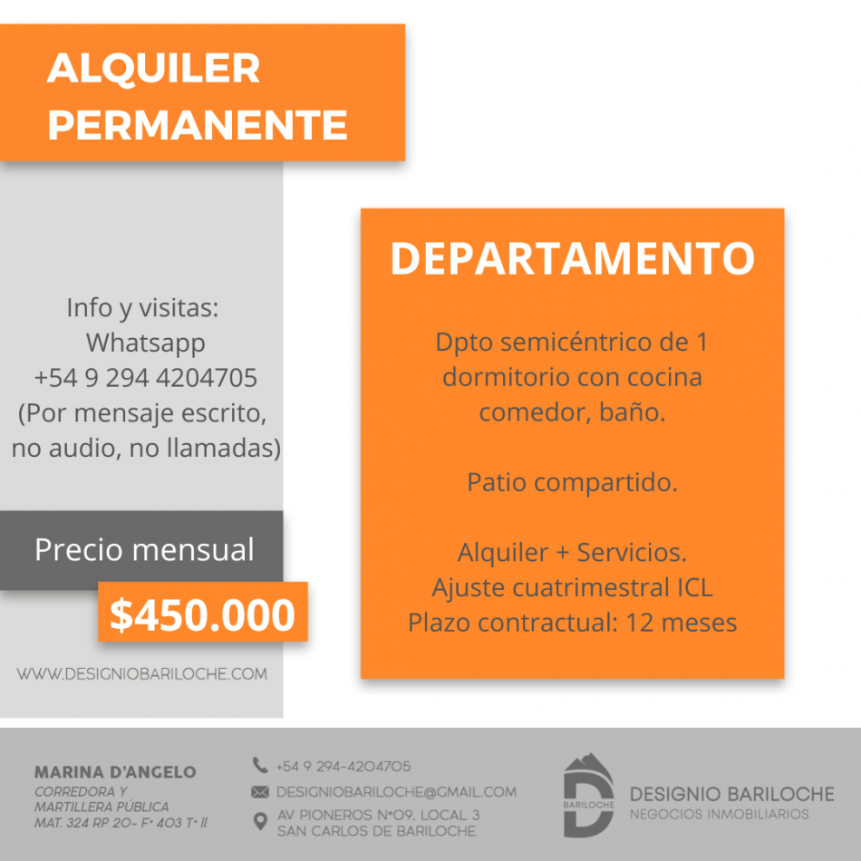 ALQUILER PERMANENTE EN BARILOCHE