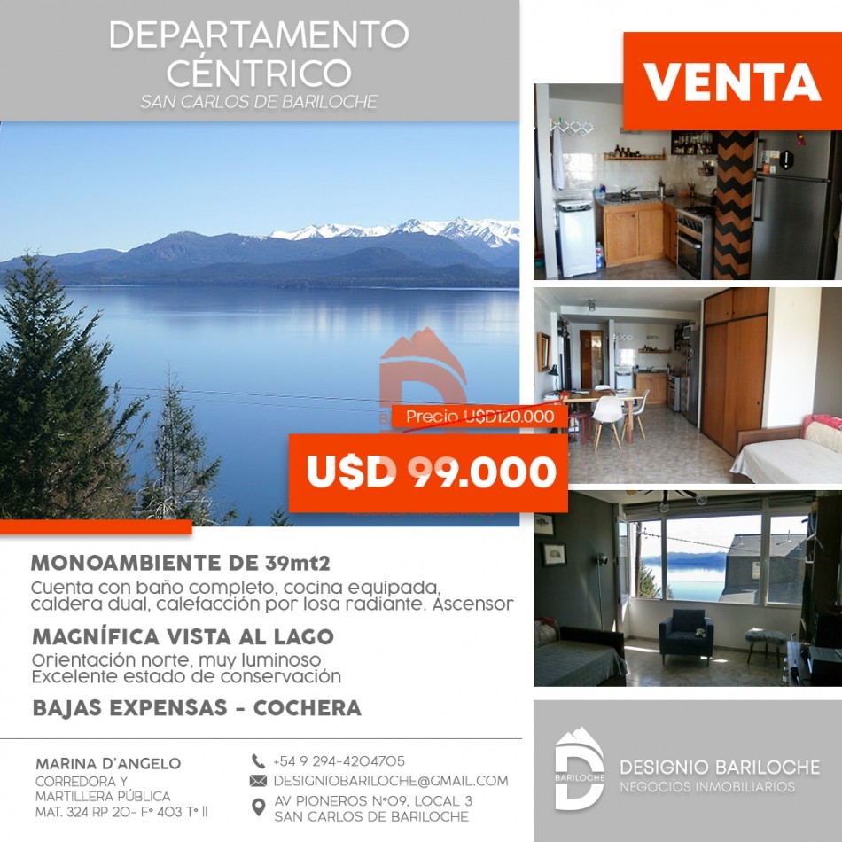 DPTO. MONOAMBIENTE CON VISTA AL LAGO