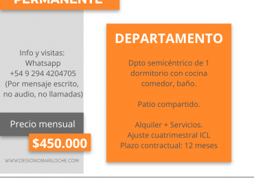 ALQUILER PERMANENTE EN BARILOCHE